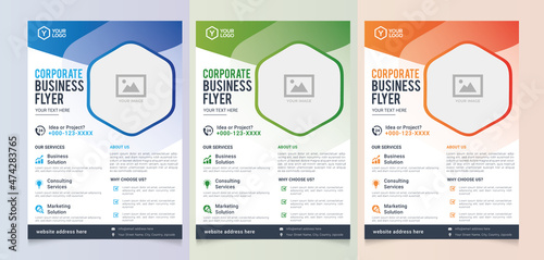 Foto Corporate Business Flyer geometric hexagon poster brochure cover design modern l