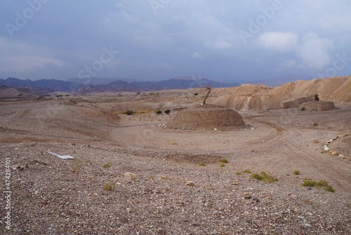 Hiking in twilight in Shehoret mountains, south Israel  photo