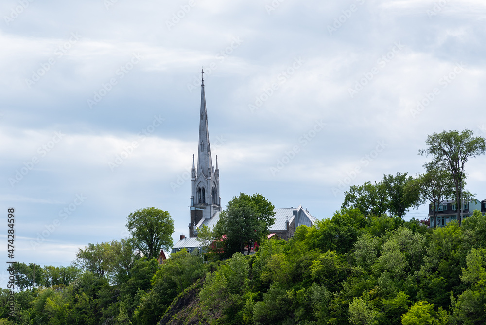 Fototapeta premium Steeple of the Saint-Michel catholic church of Sillery, in the city of Quebec.
