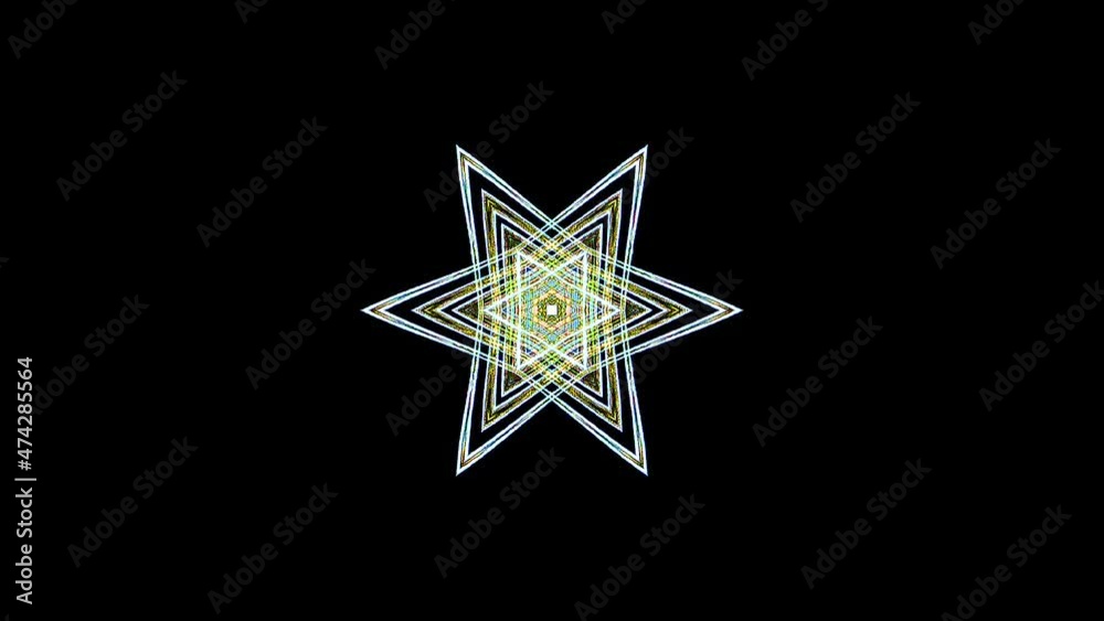 shining bright stripes star shape, set wave motion, colorful, on black background shining bright stripes star shape, set wave motion, colorful, on black background