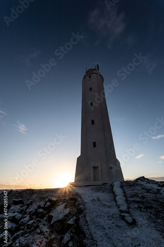 Malarrif Lighthouse at sunset, Snaefellsnes Peninsula, Iceland