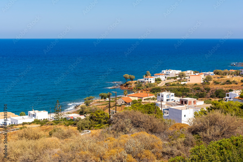 Panoramic view of Platia Ammos beach, Kythira island, Greece.