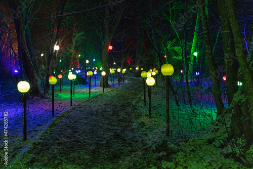Obraz na płótnie Illuminations of Lake Towada, winter story of light w salonie