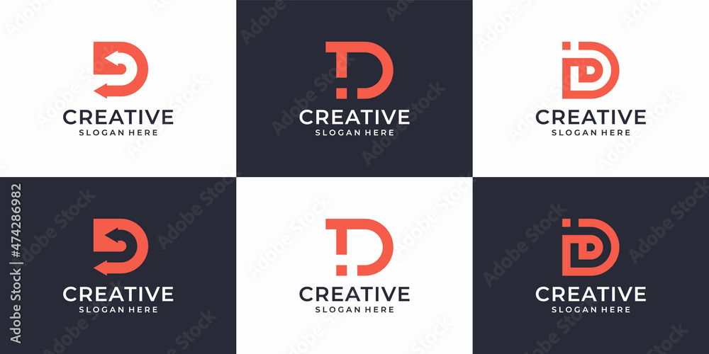 Set of creative letter d logo design bundle