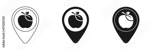Icon, label on the map. The apple icon. Illustration