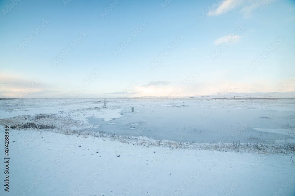 Winter landscape in Highlands, Iceland