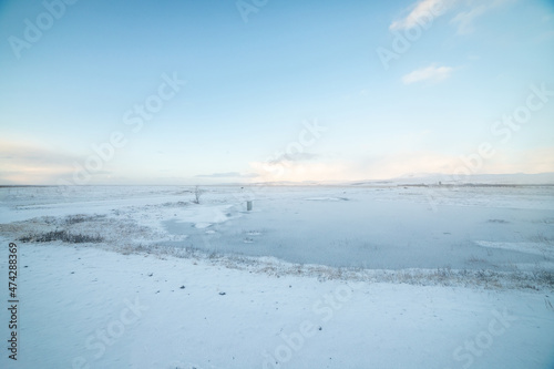 Winter landscape in Highlands, Iceland