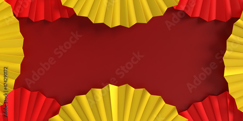 Photography Blow hand fan orange pink yellow  gold red background wallpaper empty decoration ornament chinese zodiac new year happy holiday vacation travel asia thailand hongkong taiwan korean country