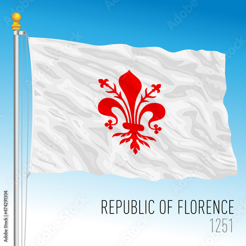 Republic of Florence historical civil flag, 1251, vector illustration