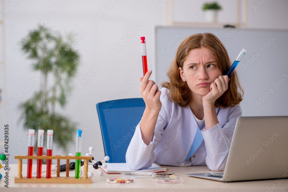 Young female chemist working at the lab Young female chemist working at the lab