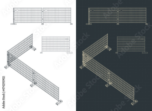 Modular construction fence blueprints Set