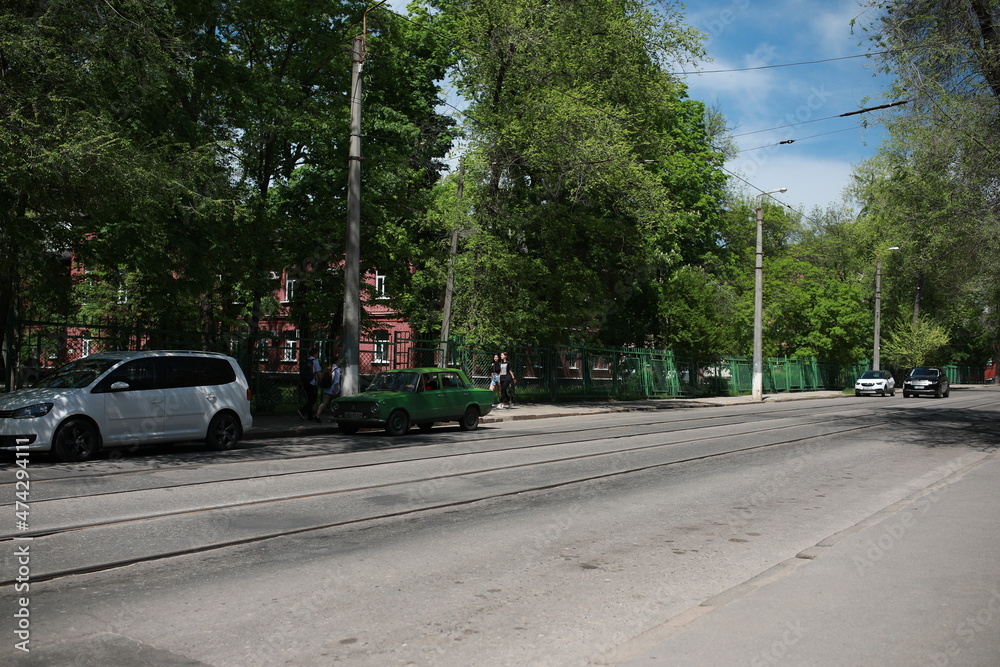 red nature in the city on clean roads