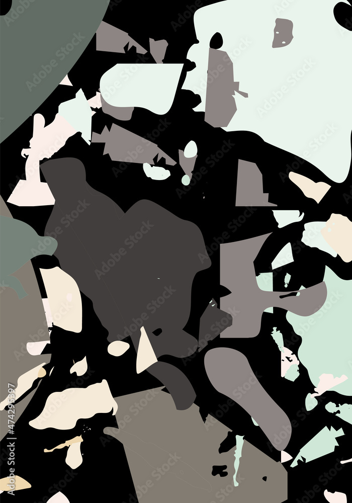 Naklejka premium Terrazzo modern abstract template. Black, green