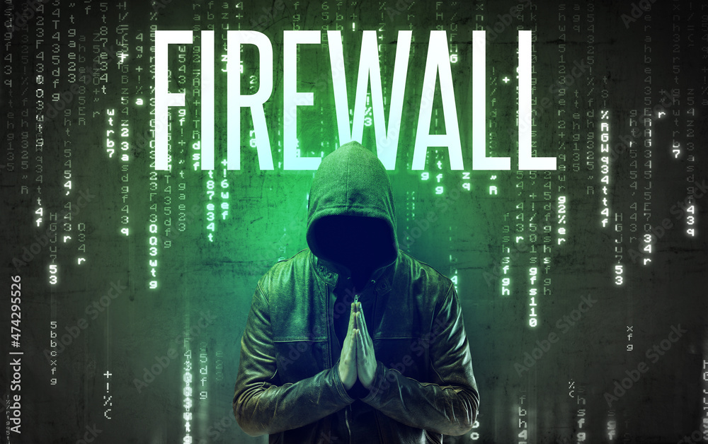 Faceless hacker with inscription concept Faceless hacker with inscription concept