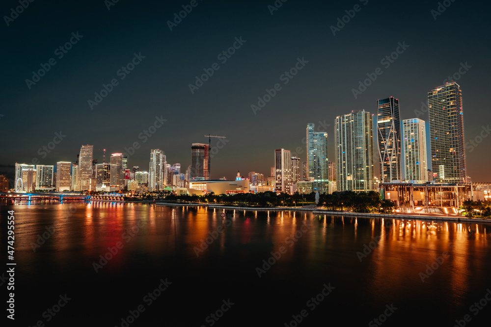skyline night Miami Florida downtown