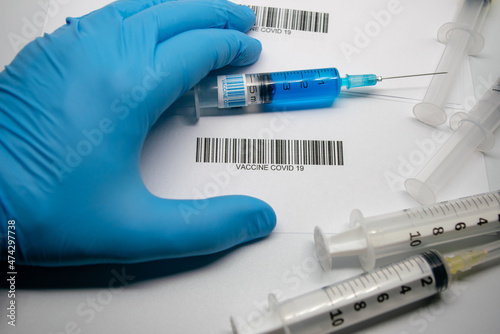 Vaccine for sars covid 19 variant omincron, in syringe ready for use in the hospital.