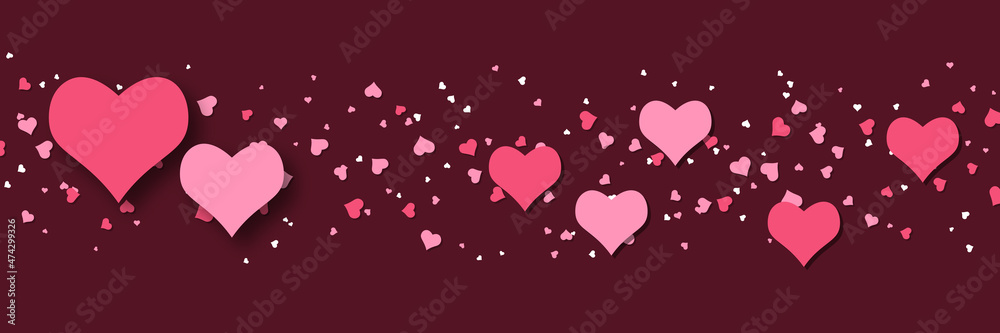 Valentine's Day horizontal vector banner, greeting card, coupon vector template