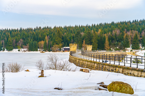 Dam on Cerna Nisa in winter time photo