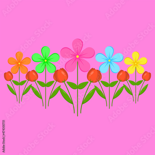 colorful flower tree illustration vector