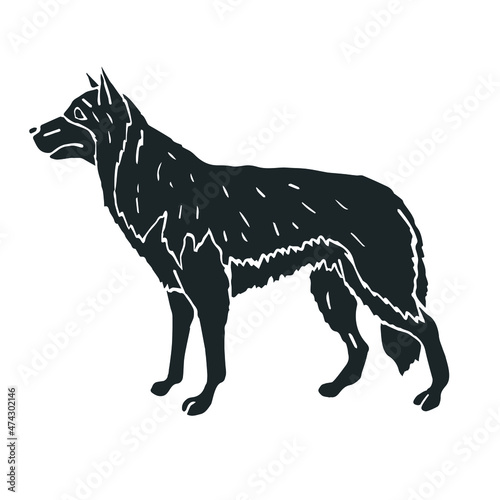 Vector hand drawn doodle sketch black shepherd dog isolated on white background