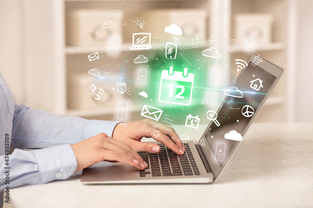 Businessman working on laptop with new business concept Businessman working on laptop with new business concept