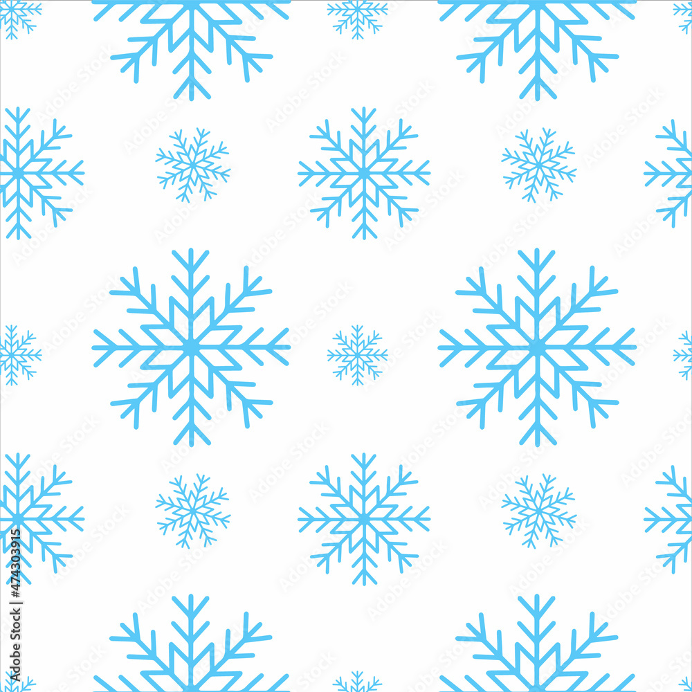 Cute Christmas seamless pattern with snowflakes isolated on white background. Happy new year wallpaper and wrapper for seasonal design, textile, decoration, greeting card. Hand drawn prints and doodle Cute Christmas seamless pattern with snowflakes isolated on white background. Happy new year wallpaper and wrapper for seasonal design, textile, decoration, greeting card. Hand drawn prints and doodle