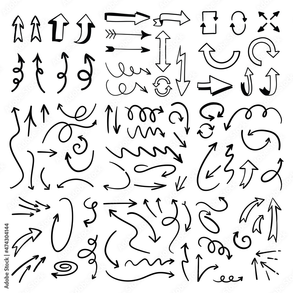 Arrow doodle collection. Hand drawn set of arrows. Arrow doodle collection. Hand drawn set of arrows.