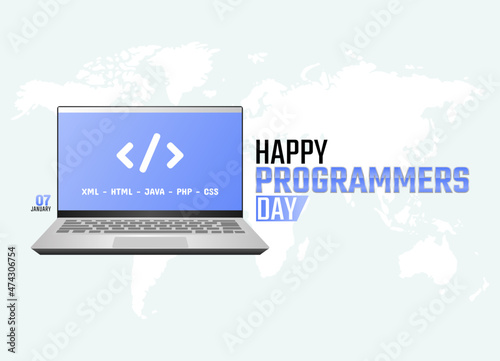 vector graphic of happy programmers day good for happy programmers day celebration. flat design. flyer design.flat illustration.