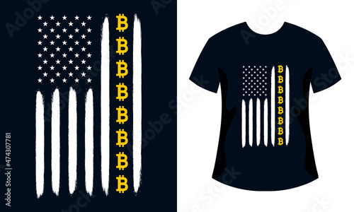 Bitcoin T-shirt Design. USA Flag bitcoin. Bitcoin t-shirt design