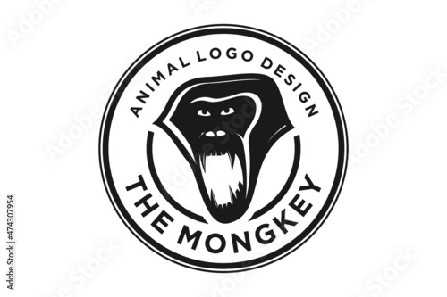 Grumpy Angry Gorilla / King Kong Monkey Face illustration logo