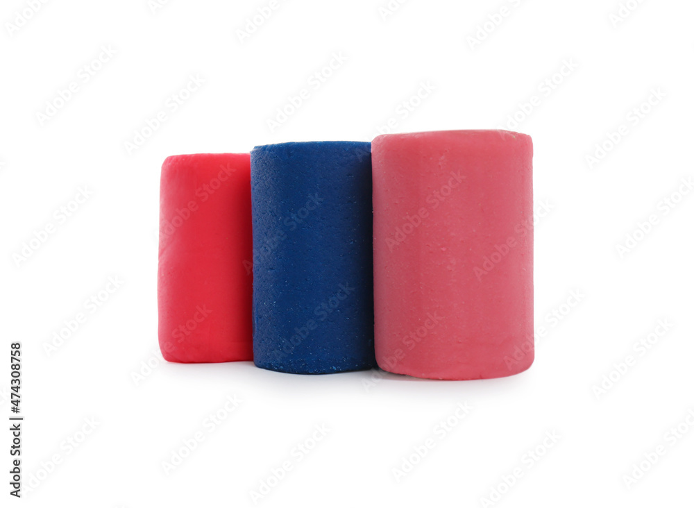 Different colorful play dough on white background Different colorful play dough on white background