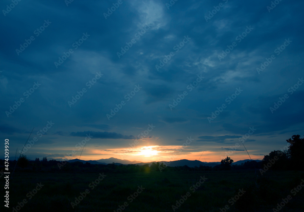 Fototapeta premium Mountains under mist in the morning Amazing nature scenery form Kerala God's own Country Tourism and travel concept image, Fresh and relax type nature image