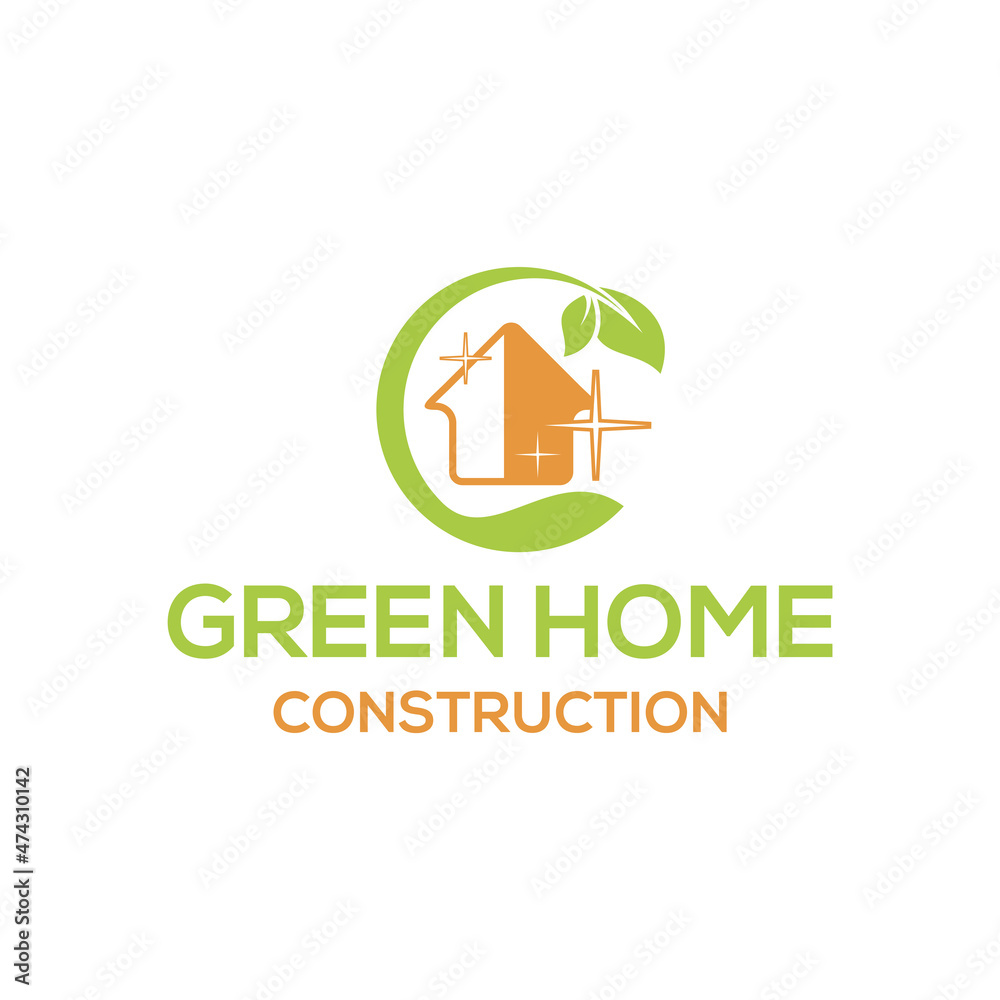 clean green house logo