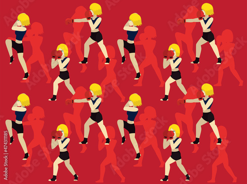 Cartoon Manga Boxing Various Punches Seamless Wallpaper Background