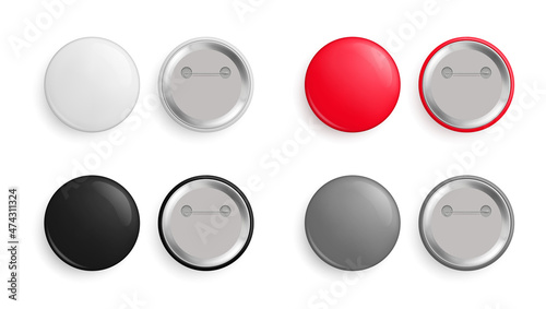 Foto Round blank metal glossy pin button templates set