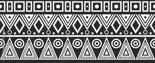 Vector seamless monochrome ornament of American Indians. Native American tribal border. Aztecs, Maya, Cherokee, Incas
