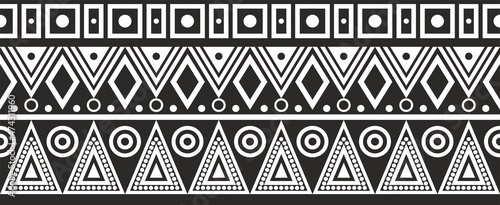 Vector seamless monochrome ornament of American Indians. Native American tribal border. Aztecs, Maya, Cherokee, Incas
 photo