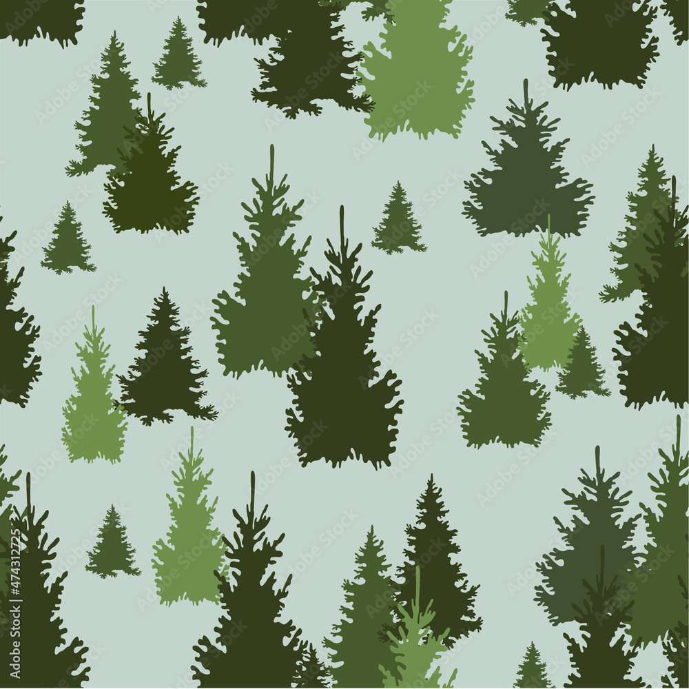 Seamless pattern with christmas tree. Vector illustration.