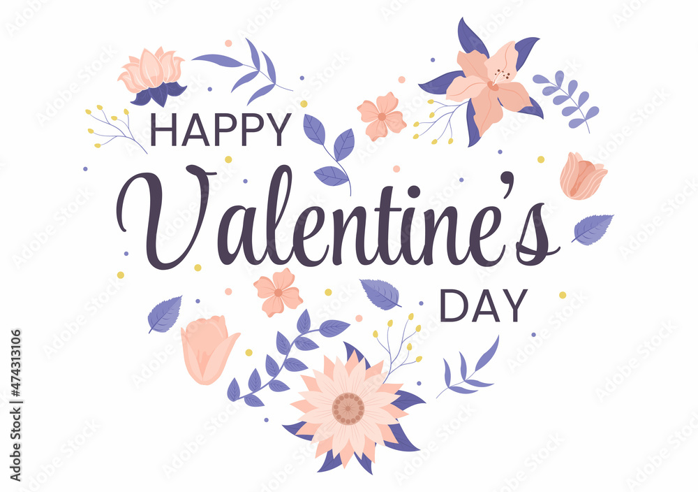 Happy Valentine's Day Flat Design Illustration Which is Commemorated on February 17 with Teddy Bear, Chocolate and Gift for Love Greeting Card Happy Valentine's Day Flat Design Illustration Which is Commemorated on February 17 with Teddy Bear, Chocolate and Gift for Love Greeting Card