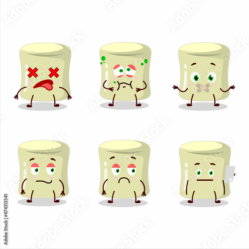 Banana marshmallow cartoon character with nope expression