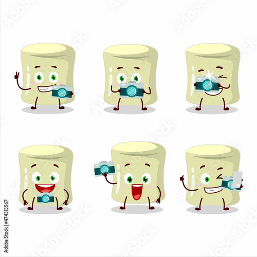 Photographer profession emoticon with banana marshmallow cartoon character