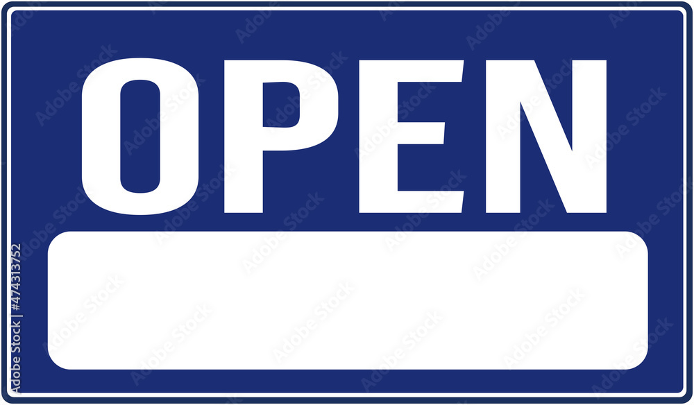 A sign in blue color that says : OPEN A sign in blue color that says : OPEN