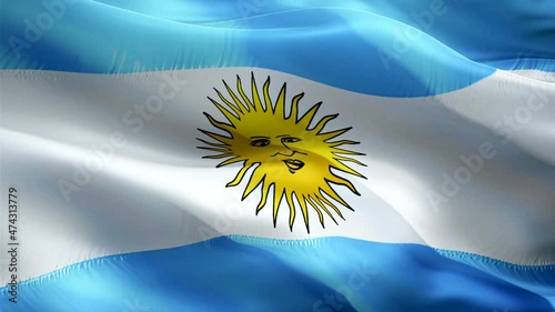 Argentinian flag. 3d Argentina sign waving video. Flag of Argentina holiday seamless loop animation. Argentinian flag silk HD resolution Background. Argentina flag Closeup 1080p HD video for Independe photo