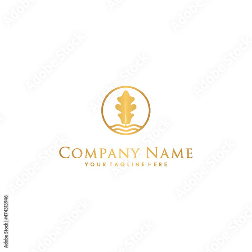 logo design tree oak modern gold