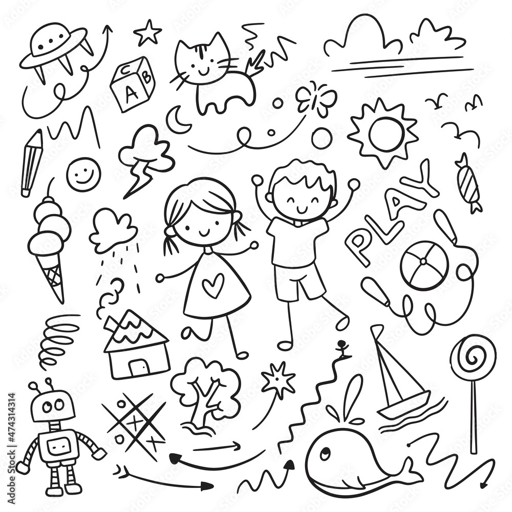 kid's scribble doodle isolated on white kid's scribble doodle isolated on white