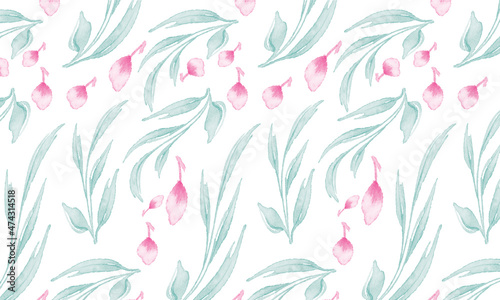 modern watercolor seamless floral pattern illustration