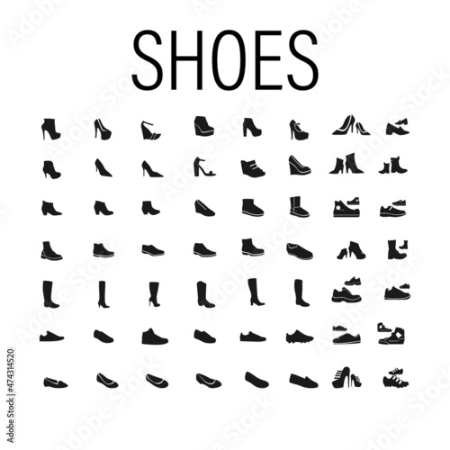 Shoes icon set. Simple set of shoes vector icons for web design isolated on white background 