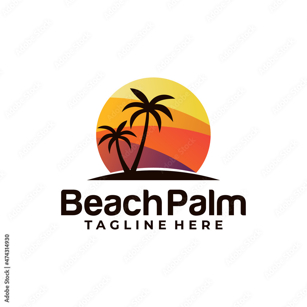 palm logo icon beach