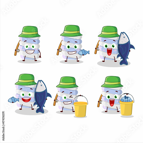 A fisherman blue marshmallow twist cartoon picture catch a big fish
