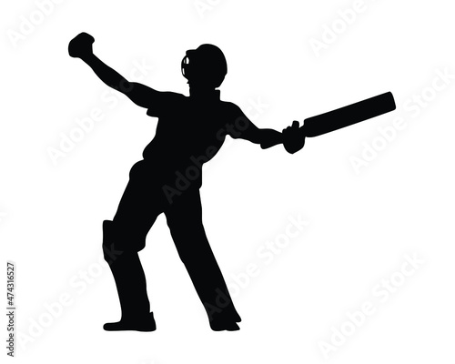 Silhouette of cricket player - batsman. Cricket elements. Famous sport. Cricket player icon.